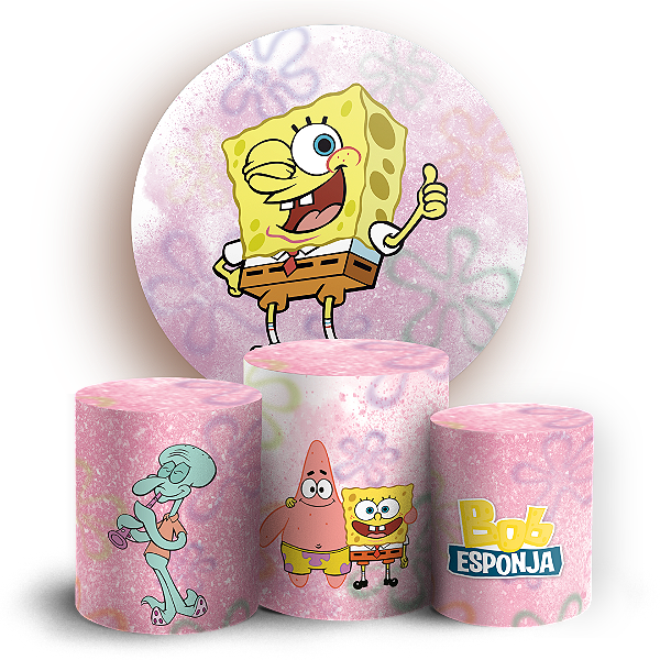 Capas Painel Redondo e Trio Cilindro Sublimado - Bob Esponja