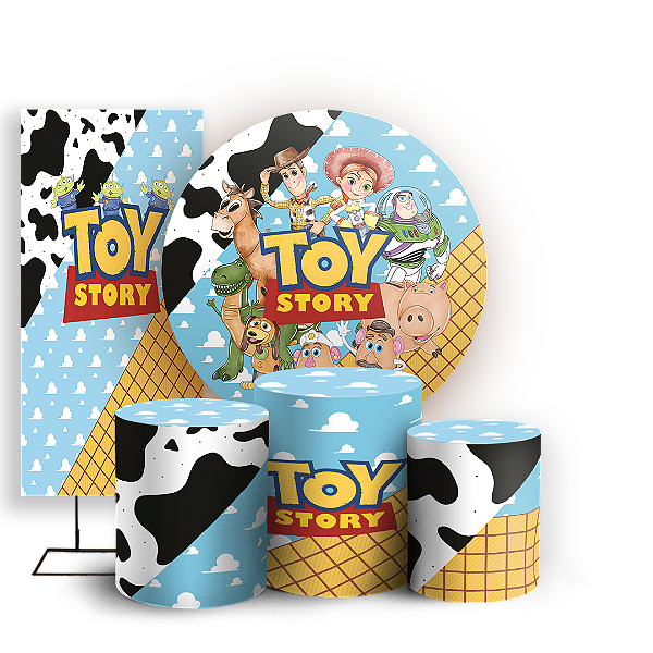 Capas Painel Redondo Trio Cilindro e Faixa Lateral Sublimado - Toy Story