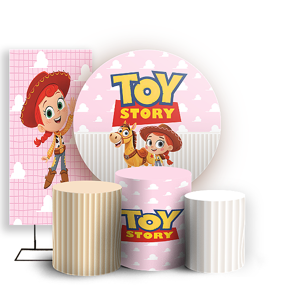 Capas Painel Redondo Trio Cilindro e Faixa Lateral Sublimado - Toy Story