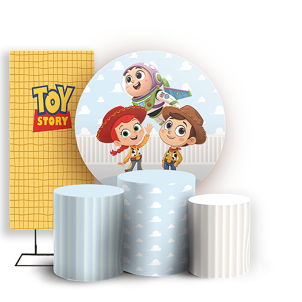 Capas Painel Redondo Trio Cilindro e Faixa Lateral Sublimado - Toy Story