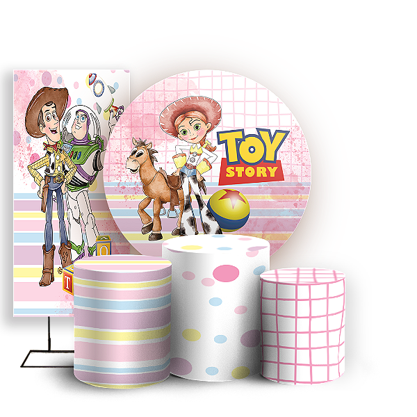 Capas Painel Redondo Trio Cilindro e Faixa Lateral Sublimado - Toy Story