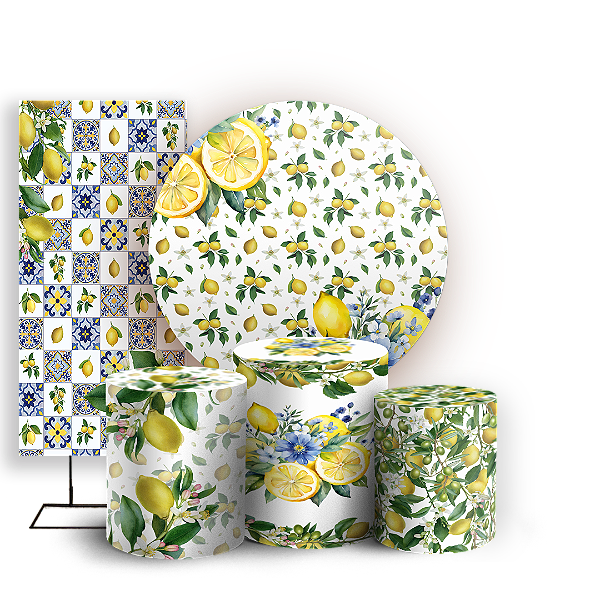 Capas Painel Redondo Trio Cilindro e Faixa Lateral Sublimado - Limao Siciliano