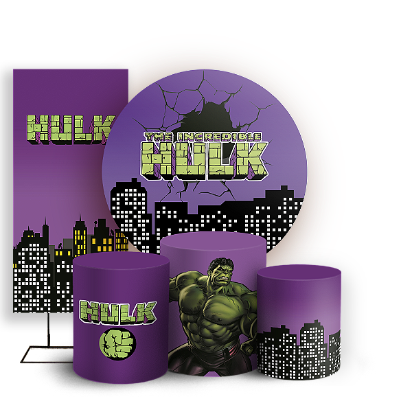 Capas Painel Redondo Trio Cilindro e Faixa Lateral Sublimado - Herois Hulk