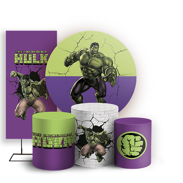 Capas Painel Redondo Trio Cilindro e Faixa Lateral Sublimado - Herois Hulk