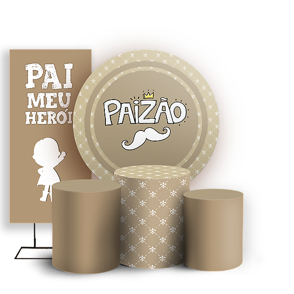 Capas Painel Redondo Trio Cilindro e Faixa Lateral Sublimado - Dia dos Pais