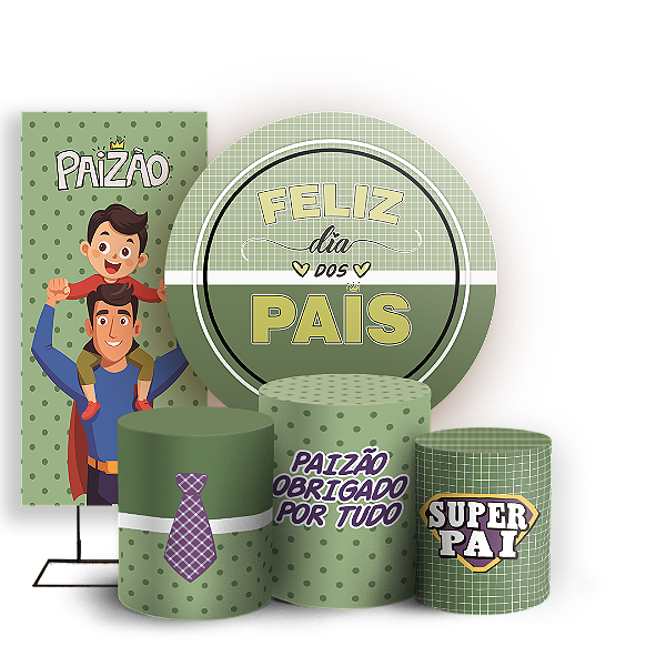Capas Painel Redondo Trio Cilindro e Faixa Lateral Sublimado - Dia dos Pais