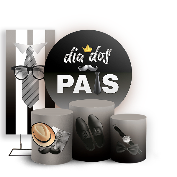 Capas Painel Redondo Trio Cilindro e Faixa Lateral Sublimado - Dia dos Pais