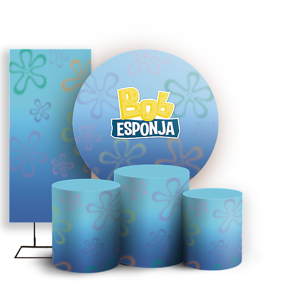 Capas Painel Redondo Trio Cilindro e Faixa Lateral Sublimado - Bob Esponja