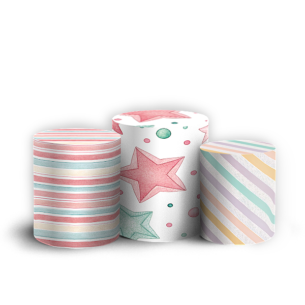 Capas Trio Cilindro Sublimado Veste Fácil - Circo Rosa