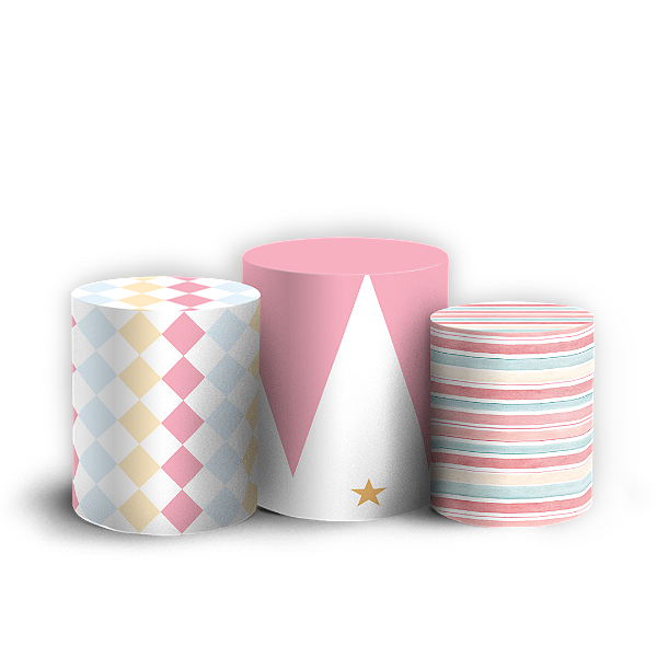 Capas Trio Cilindro Sublimado Veste Fácil - Circo Rosa