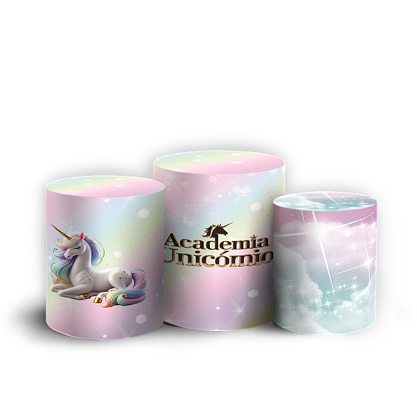 Capas Trio Cilindro Sublimado Veste Fácil - Academia Unicornio