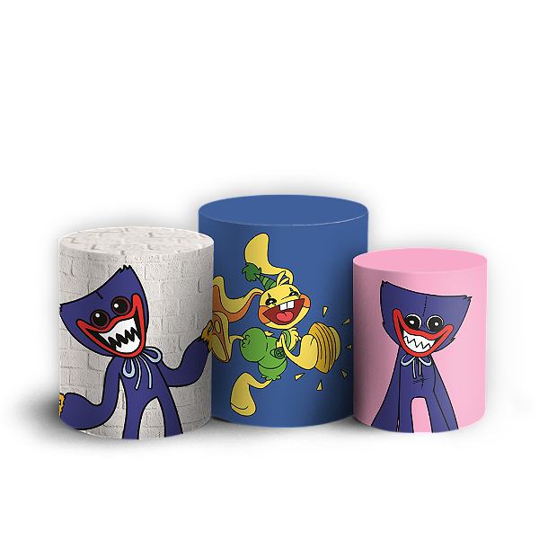 Capas Trio Cilindro Sublimado Veste Fácil - Huggy Wuggy