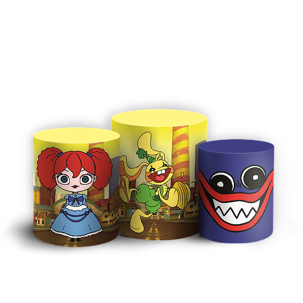 Capas Trio Cilindro Sublimado Veste Fácil - Huggy Wuggy