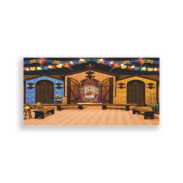 Capa Painel Retangular Sublimado - Festa Junina