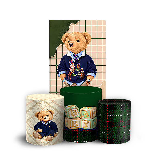 Capas Faixa Lateral e Trio Cilindro Sublimado Veste Fácil - Urso Ralph