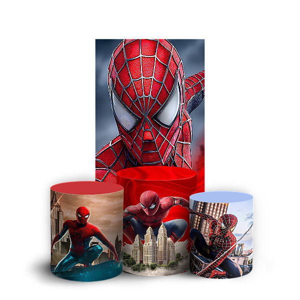 Capas Faixa Lateral e Trio Cilindro Sublimado Veste Fácil - Homem Aranha