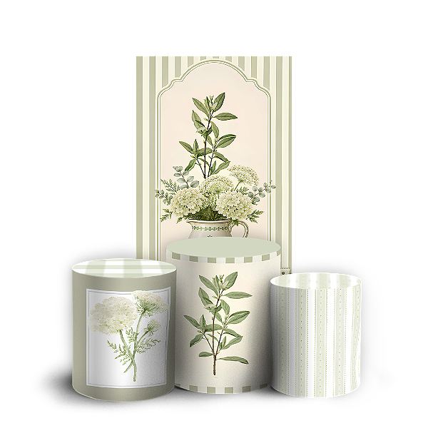 Capas Faixa Lateral e Trio Cilindro Sublimado Veste Fácil - Floral Verde