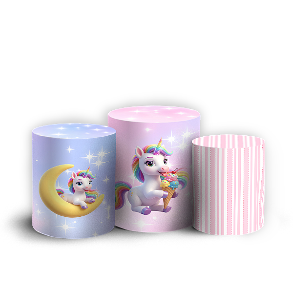 Capas Trio Cilindro Sublimado Veste Fácil - Unicornio