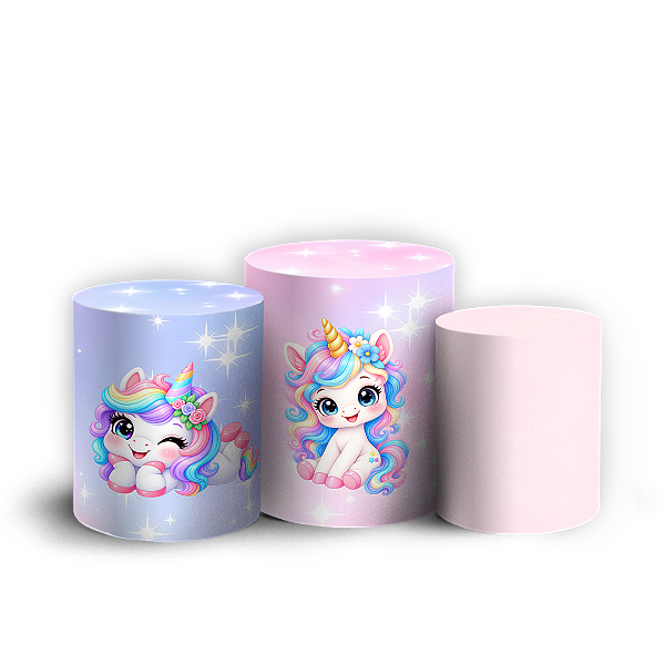 Capas Trio Cilindro Sublimado Veste Fácil - Unicornio