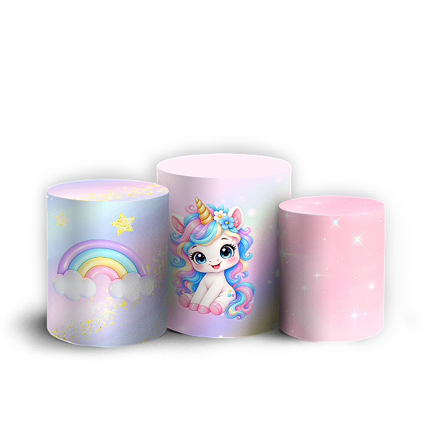Capas Trio Cilindro Sublimado Veste Fácil - Unicornio