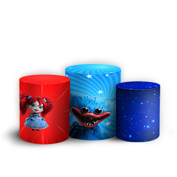 Capas Trio Cilindro Sublimado Veste Fácil - Huggy Wuggy