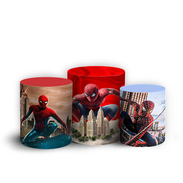 Capas Trio Cilindro Sublimado Veste Fácil - Homem Aranha