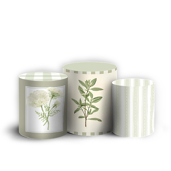 Capas Trio Cilindro Sublimado Veste Fácil - Floral Verde
