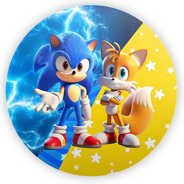 Capa Painel Redondo Sublimado - Sonic