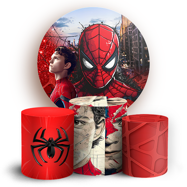 Capas Painel Redondo e Trio Cilindro Sublimado - Homem Aranha