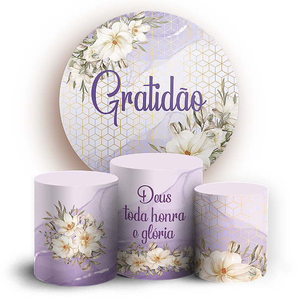 Capas Painel Redondo e Trio Cilindro Sublimado - Gratidão