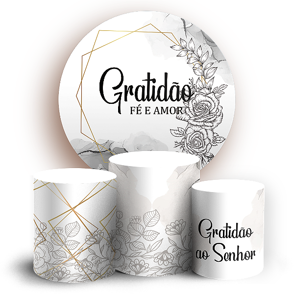 Capas Painel Redondo e Trio Cilindro Sublimado - Gratidão
