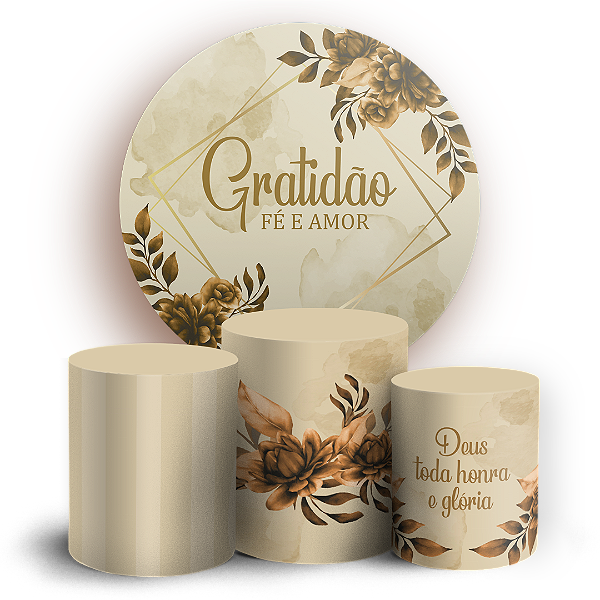 Capas Painel Redondo e Trio Cilindro Sublimado - Gratidão