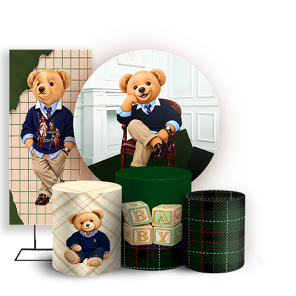 Capas Painel Redondo Trio Cilindro e Faixa Lateral Sublimado - Urso Ralph