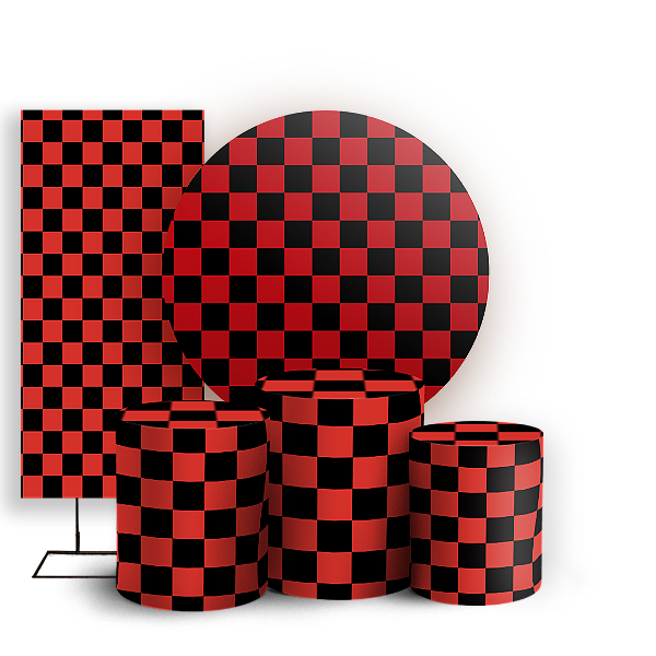 Capas Painel Redondo Trio Cilindro e Faixa Lateral Sublimado - Xadrez