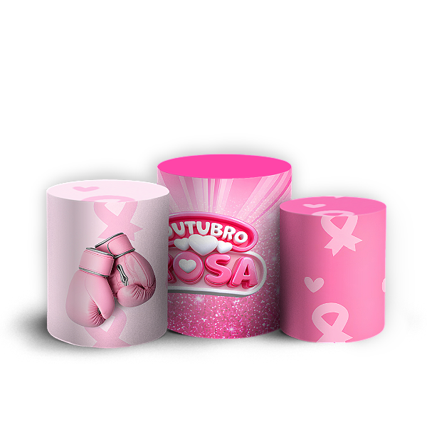 Capas Trio Cilindro Sublimado Veste Fácil - Outubro Rosa