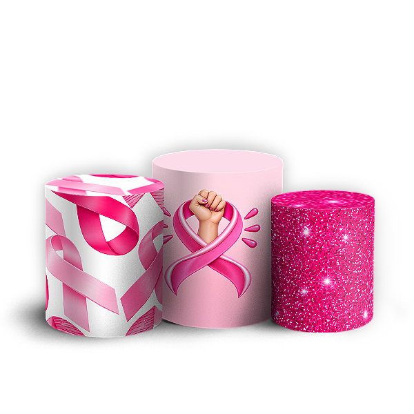 Capas Trio Cilindro Sublimado Veste Fácil - Outubro Rosa