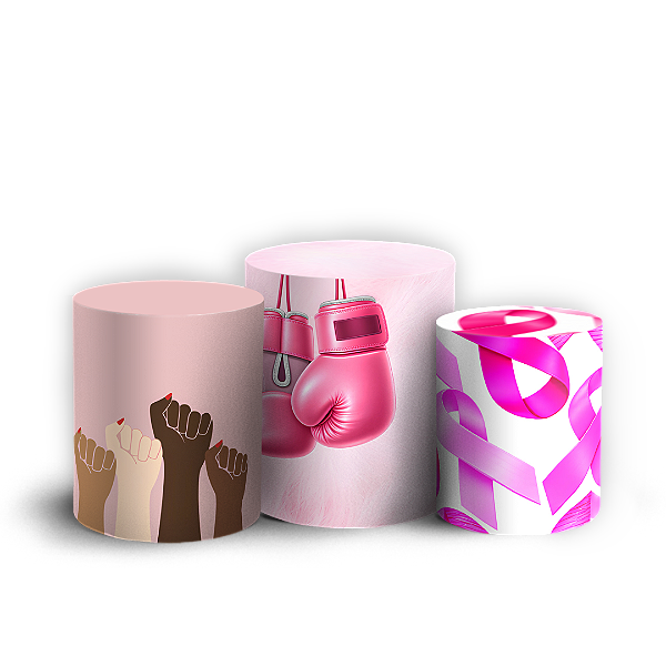 Capas Trio Cilindro Sublimado Veste Fácil - Outubro Rosa