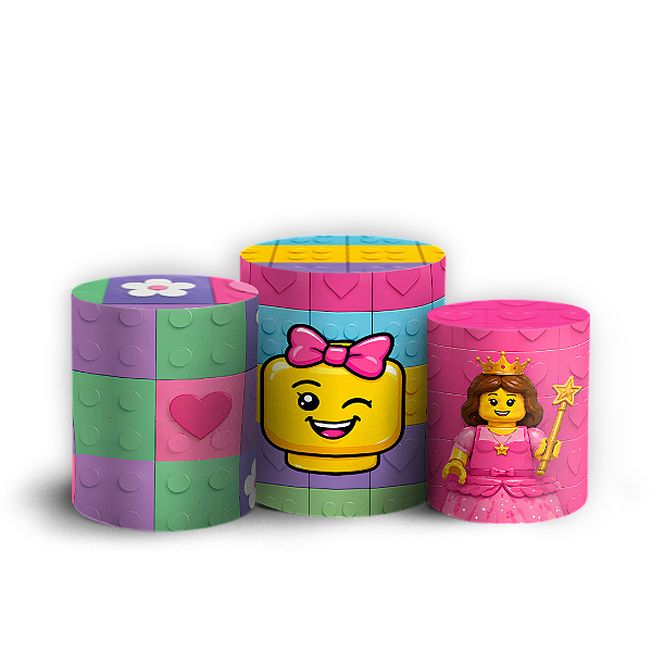 Capas Trio Cilindro Sublimado Veste Fácil - Lego Rosa