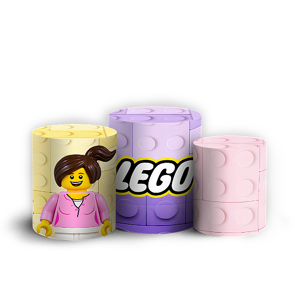 Capas Trio Cilindro Sublimado Veste Fácil - Lego Rosa