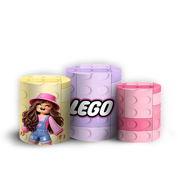 Capas Trio Cilindro Sublimado Veste Fácil - Lego Rosa