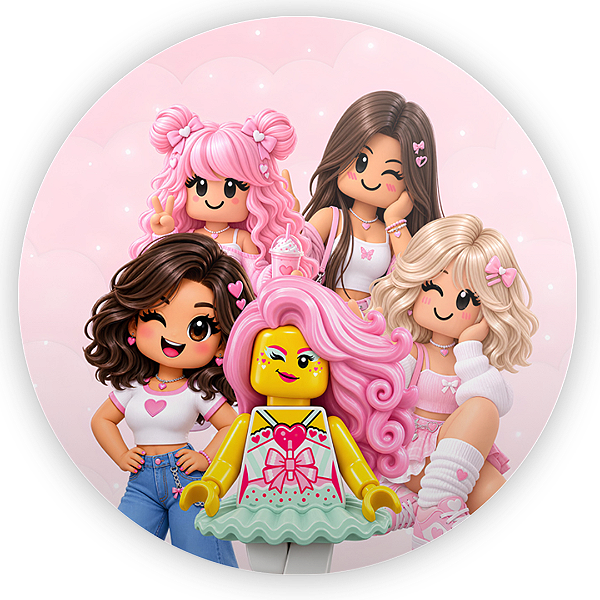 Capa Mini Painel Sublimado - Lego Rosa