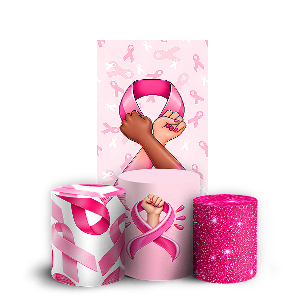 Capas Faixa Lateral e Trio Cilindro Sublimado Veste Fácil - Outubro Rosa