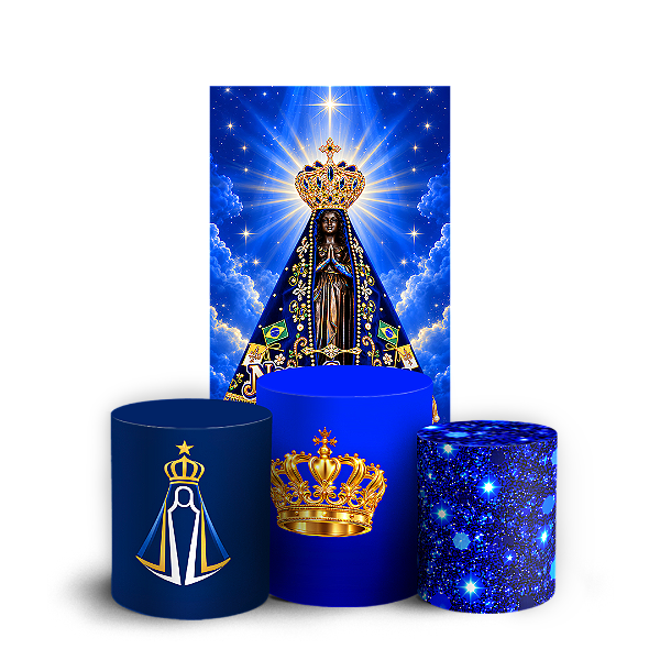 Capas Faixa Lateral e Trio Cilindro Sublimado Veste Fácil - Nossa Senhora Aparecida
