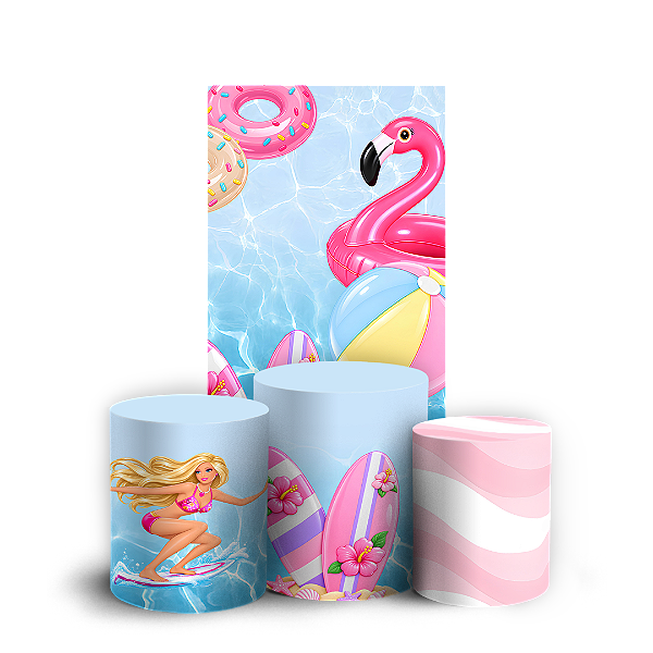 Capas Faixa Lateral e Trio Cilindro Sublimado Veste Fácil - Barbie