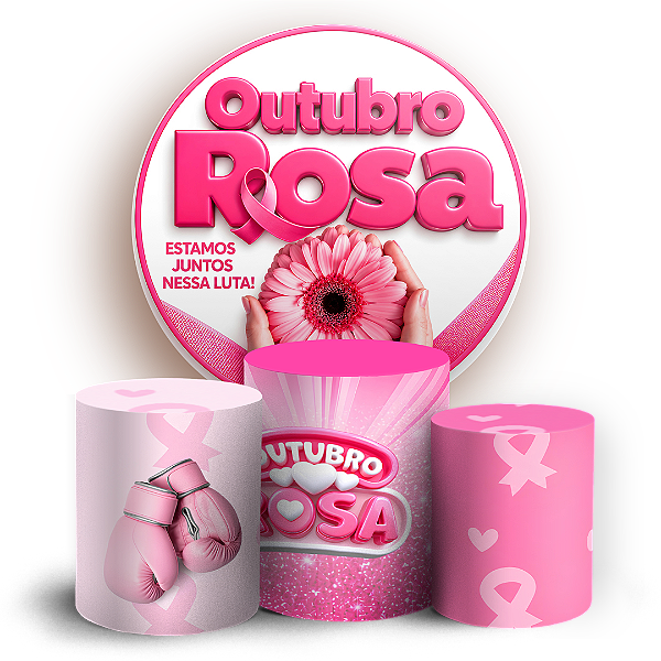 Capas Painel Redondo e Trio Cilindro Sublimado - Outubro Rosa