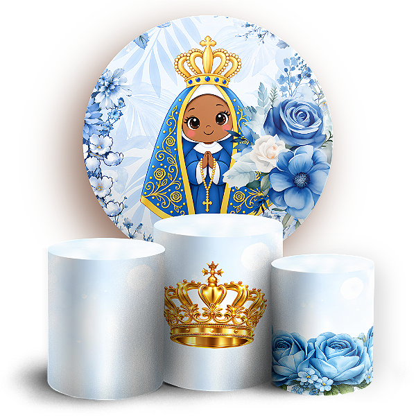 Capas Painel Redondo e Trio Cilindro Sublimado - Nossa Senhora Aparecida