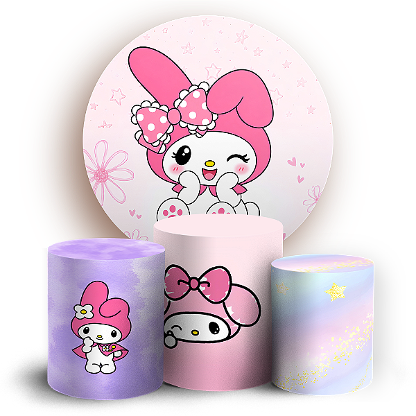 Capas Painel Redondo e Trio Cilindro Sublimado - My Melody