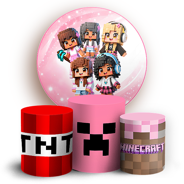 Capas Painel Redondo e Trio Cilindro Sublimado - Minecraft