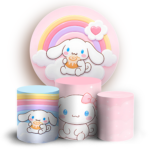 Capas Painel Redondo e Trio Cilindro Sublimado - Cinnamoroll