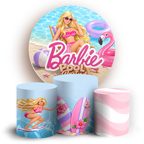 Capas Painel Redondo e Trio Cilindro Sublimado - Barbie